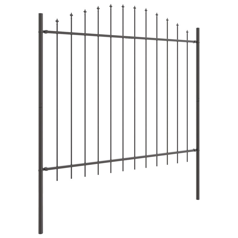 6 pièces de clôture de jardin en acier thermolaqué gris 66,93 x 64,96 vidaXL