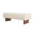  Rectangular Upholstered Ottoman Bench with Tufted Linen Fabric and Solid Wood Legs, Beige