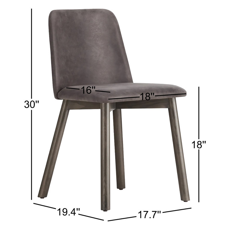 Chip Upholstered Dining Chair, Smoke, Slate Genuine Leather