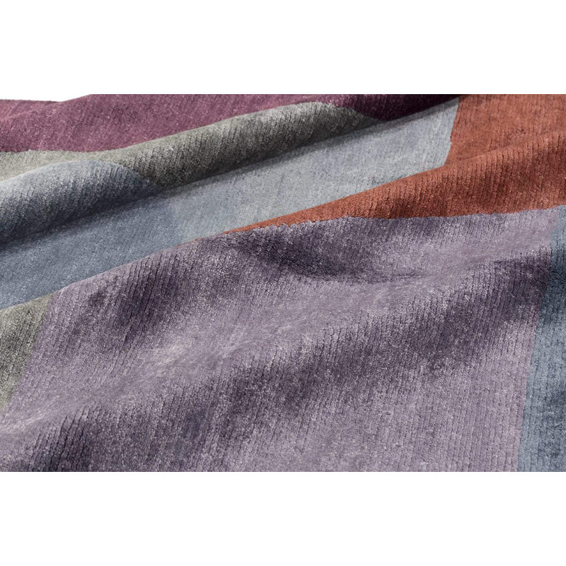 Martine Silk Abstract Area Rug in Blue/Purple/Red, Rectangle 2' x 3'