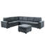 7 modulaires en tissu gris avec coussins de dossier de 119 po, siège amovible et accoudoirs confortables pour 7 sièges, accoudoirs, coussins