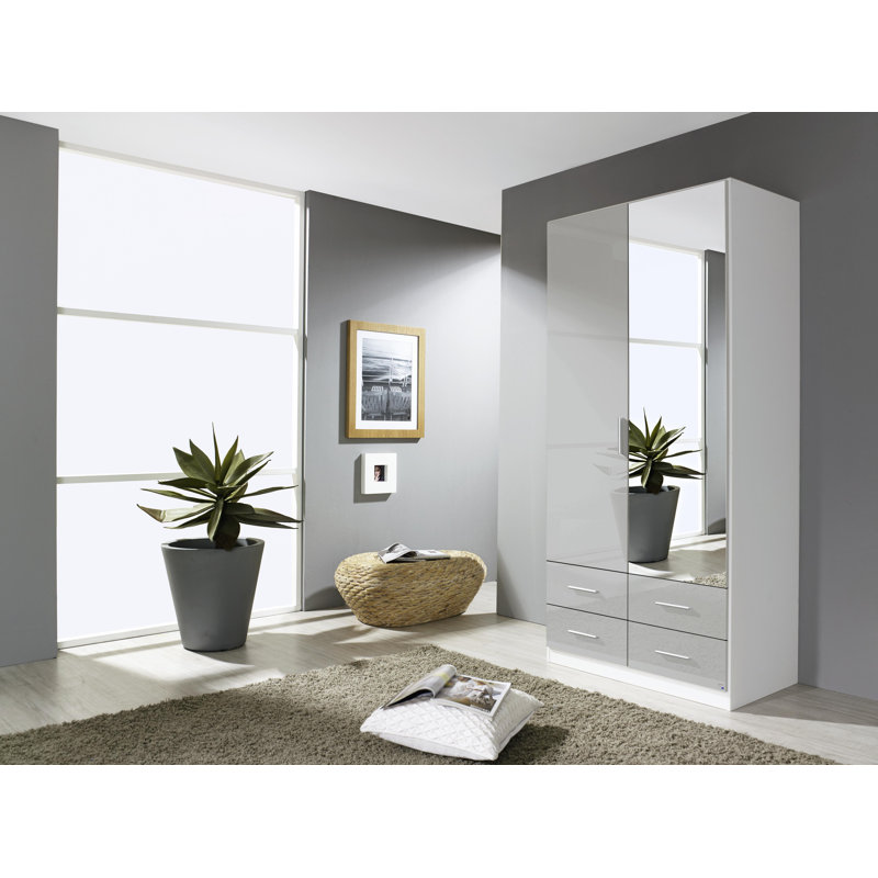 Stuttgart 2 Door Wardrobe, Alpine White/Silk Grey, H197 x W91 x D54cm