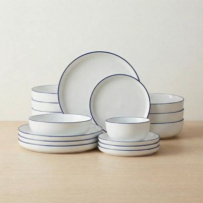 16pc Dinnerware set, Navy Rim