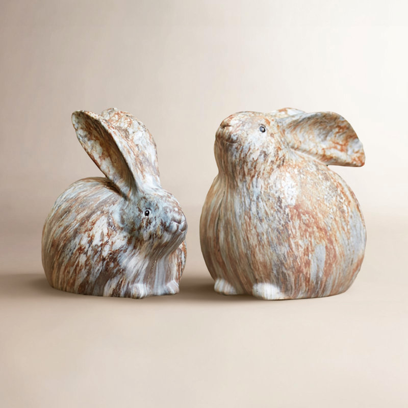 Ensemble de 2 lapins en résine August Grove Stodghill
