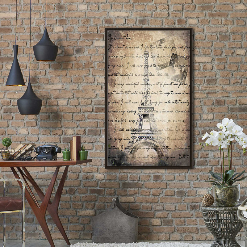 Vintage Paris 2 In sépia (vertical) par By Jodi - impression, Cadre flottant espresso, H 43,5 po x l 27,5 po x P 2 po