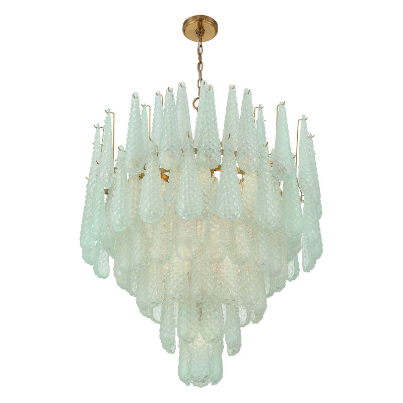 Mazzo 21 Light Aged Brass Chandelier, Green