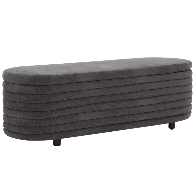 Banc de rangement rembourré Delray, Boucle gris anthracite