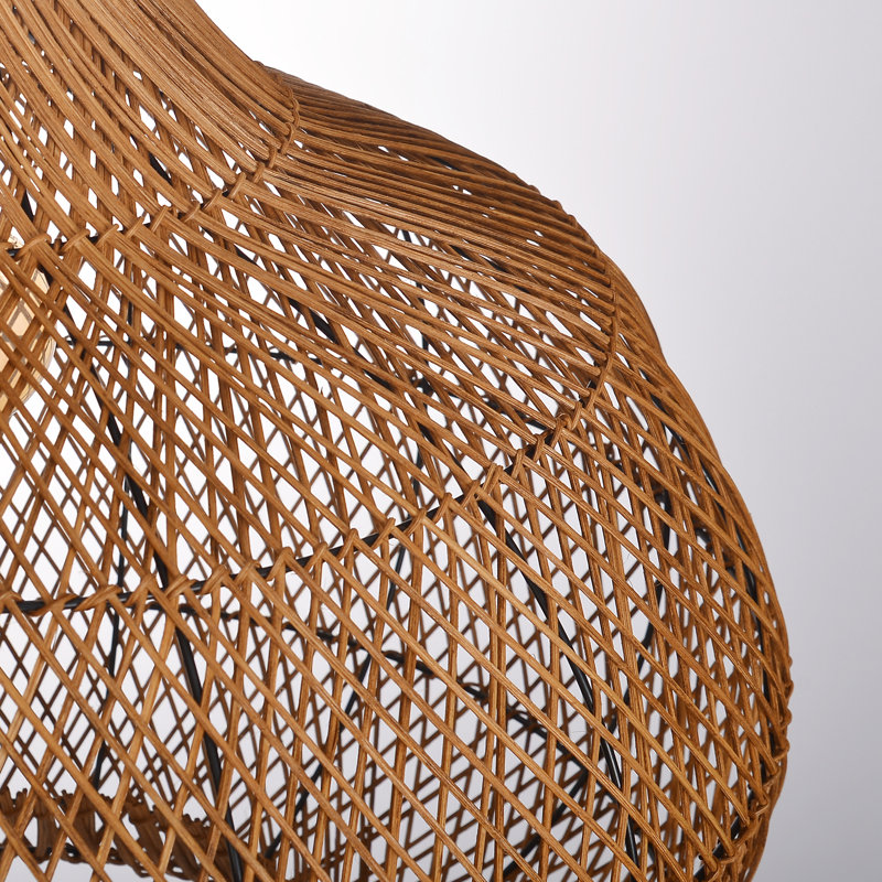 Retro Rattan Pendant Lamp for Dining Table, 23.23" H x 23.62" W x 23.62" D