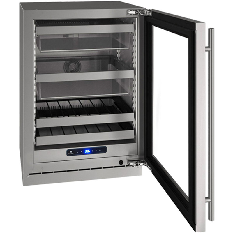 U-Line 23.62'' W Convertible 72 Cans (12 oz.) 5.1 Cubic Feet Beverage Cooler with Wine Storage and Reversible Door
