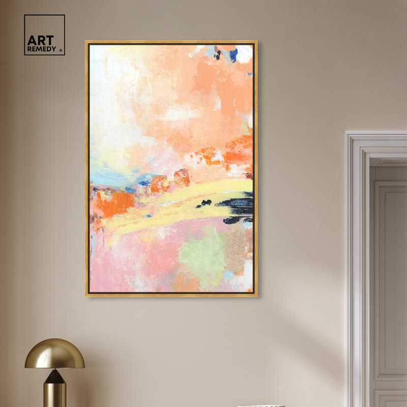 «Bright Seascape Boho Abstract» par Art Remedy, Cadre doré, H 16 po x l 11 po