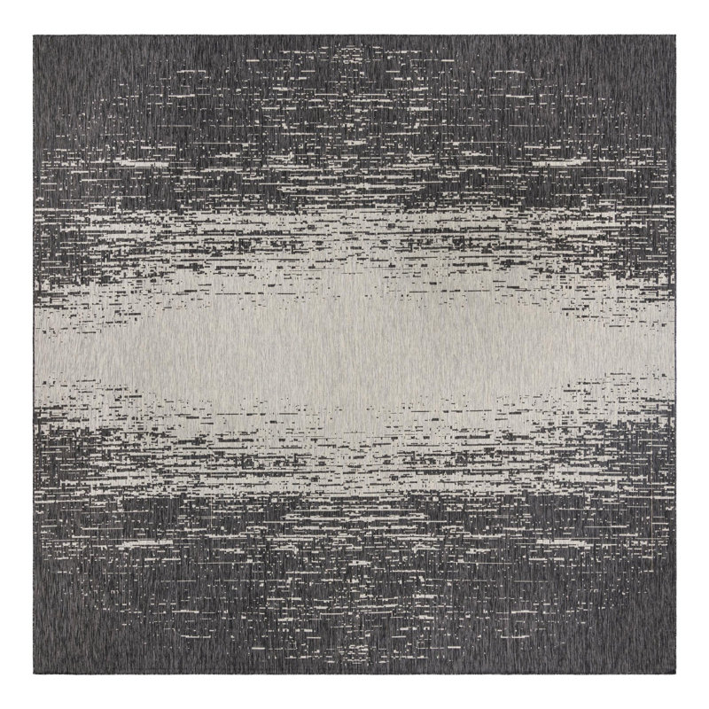 Pindall Charcoal Gray/Gray Indoor/Outdoor Rug, Square 13'