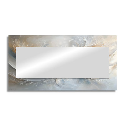 Grey White Waves Of Introspection II - Modern Mirror For Wall Art Decor - Printed On Metal