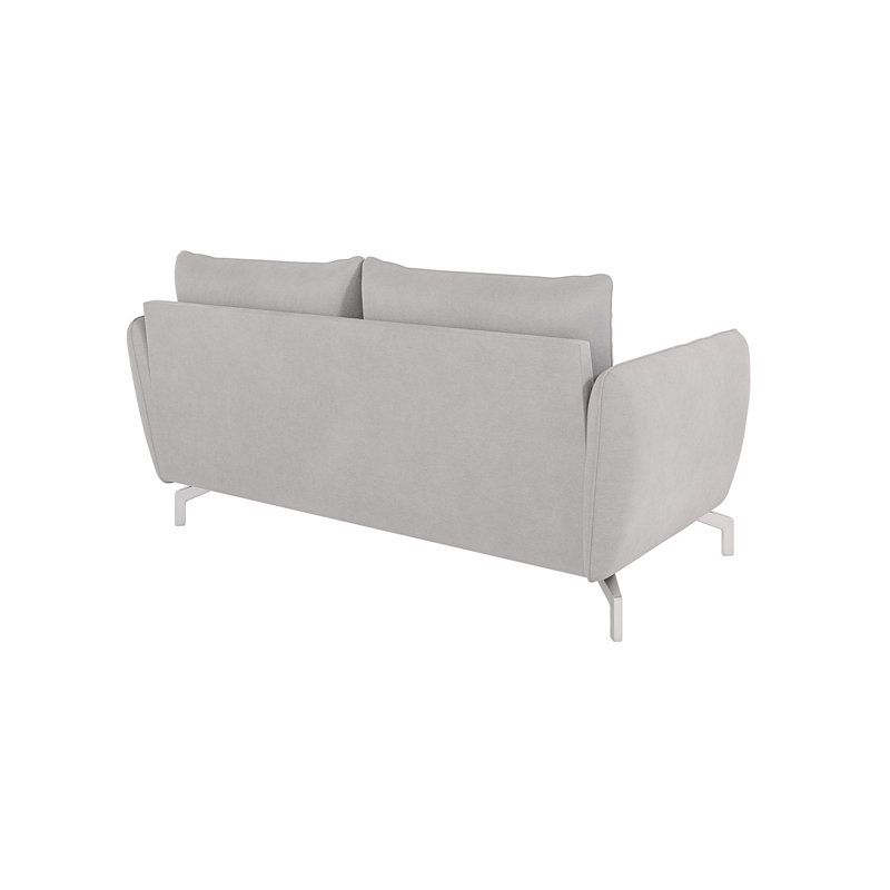 Modern Sofa 2 Seater  with Silver Metal Legs, Silver