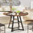 47 Inch Round Dining Table For 4, Kitchen Tables Circle Dinner Table With Metal Pedestal Base & Storage Shelf, Industrial Dining Room Table, Space Saving Wooden Table For Small Kitchen, Living Room, Walnut-1105491192-1105491194