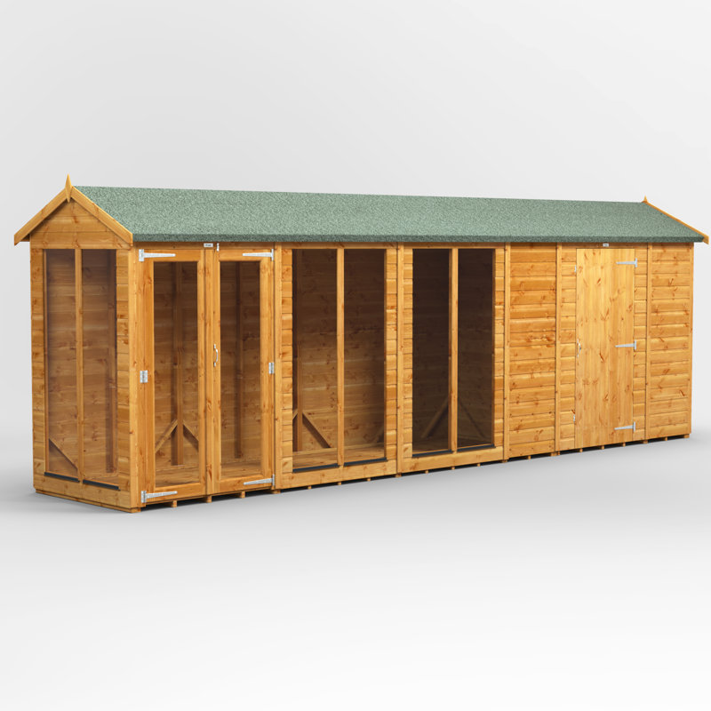 Powersheds 20 x 4ft Timber Tongue & Groove Apex Summerhouse Combi (includes 6ft Side Store)