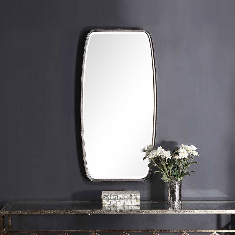 Miroir mural Belle, Feuille d'argent, 40 po x 20 po