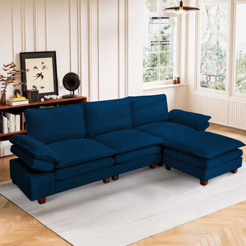 Canapé surdimensionné, confortable et moderne avec repose-pieds, Marine