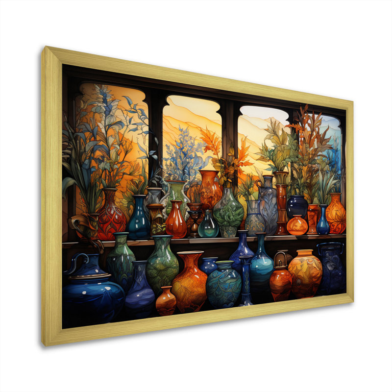 " Islam Art Islamic Pottery II ", 24" H x 32" W x 1" D, Gold Single Picture Framed