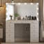 Coiffeuse avec miroir, 11 tiroirs, station de charge, 3 modes d'éclairage-465836688