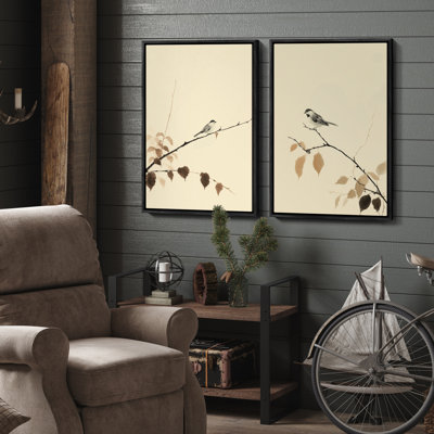 Art mural encadré, rétro, antique, classique pour chambre à coucher - 24 po x 36 po x 2 panneaux