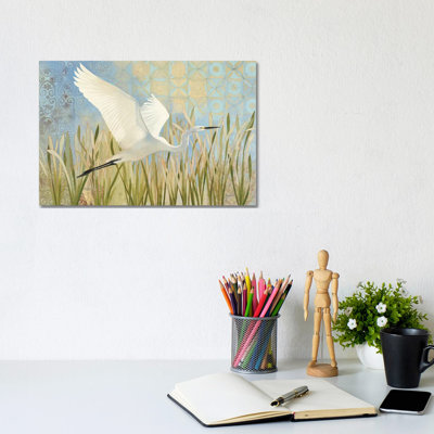 Snowy Egret In Flight by Kathrine Lovell - Wrapped Canvas Painting