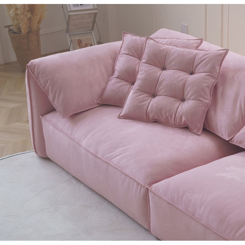 Elephant Ears Pink Sofa, 29.53" H x 110.24" W  x 45.28" D, 3