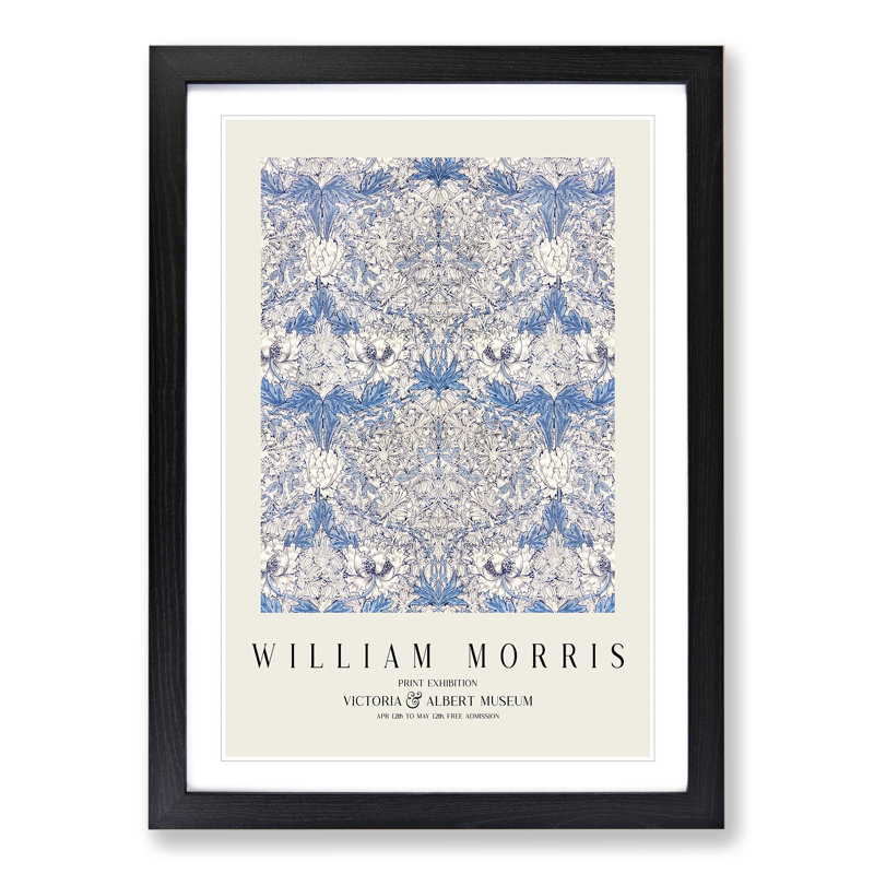 Honeysuckle Vol.1 by William Morris - Picture Frame Painting, 48cm H x 36cm W x 2cm D, Black Framed