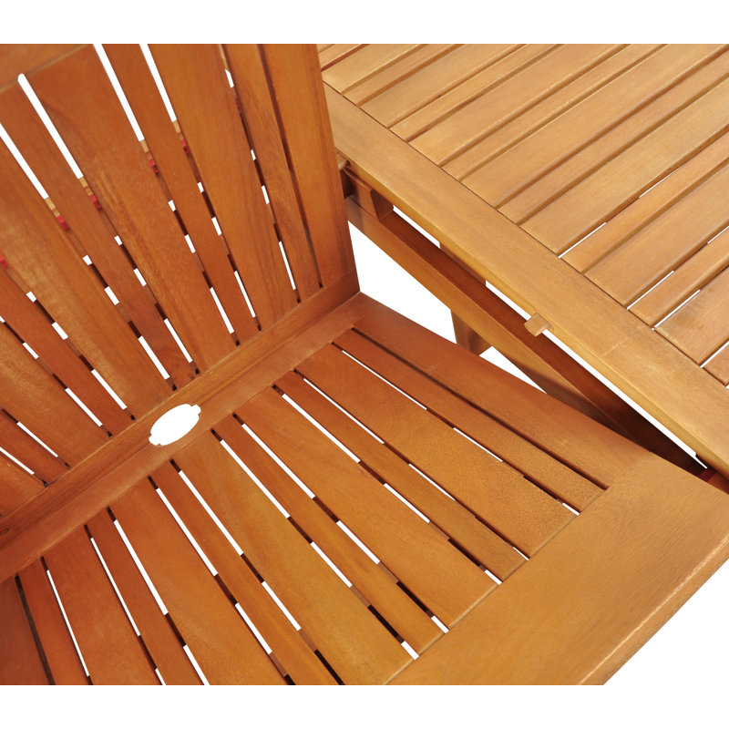 Sun Flair 4 - Person Wood Patio Dining Set with Oval Table