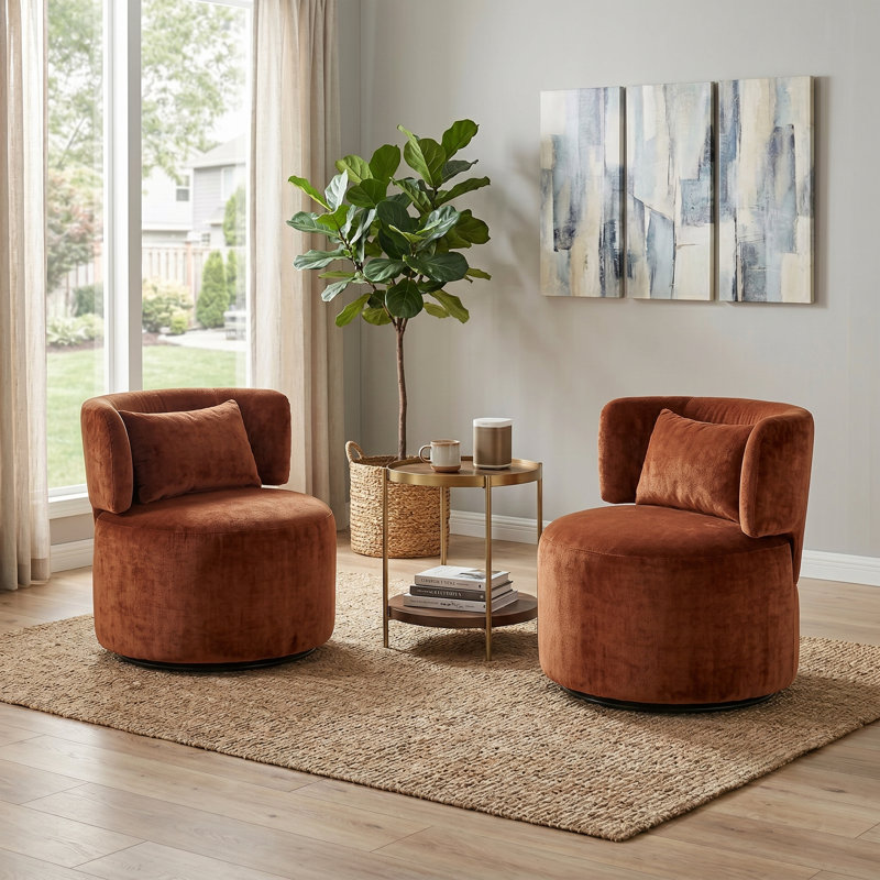 Caidee 26,3 po de largeur, Velours rouille orange