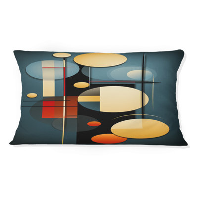 Retro Bliss Abstract Circular Geometrics VI - Abstract Geometric Printed Throw Pillow