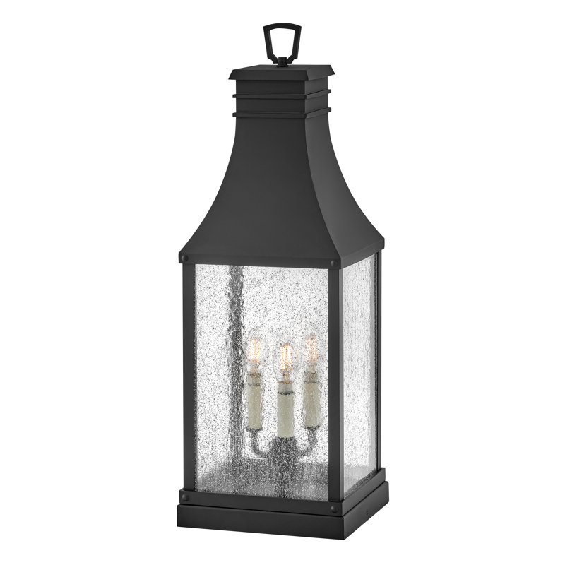 Beacon Hill 3-Light Outdoor Pier Mount Lantern, Museum Black