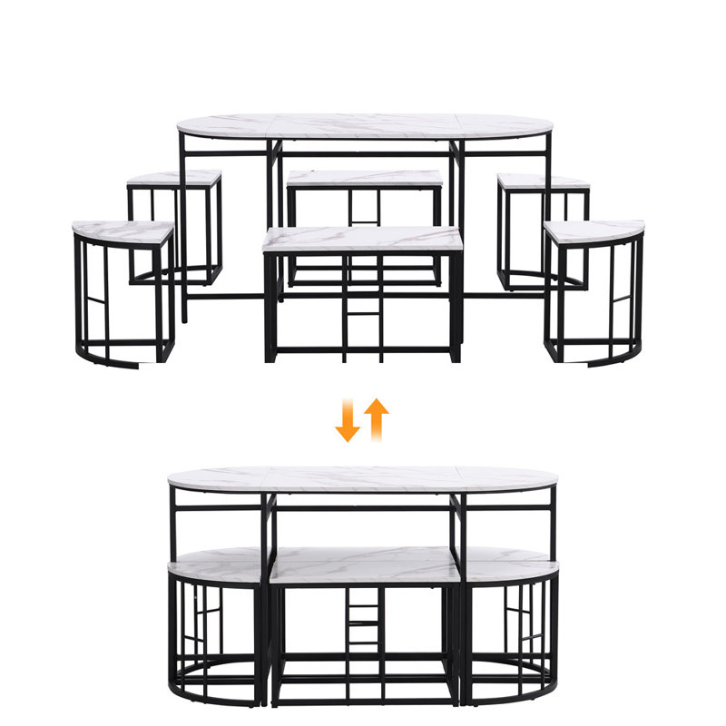 Besfort 6 - Person Dining Set, White/ Black