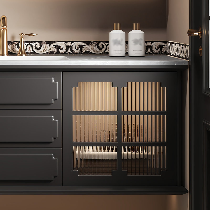 Armoire de salle de bain style français rétro, 59.05"