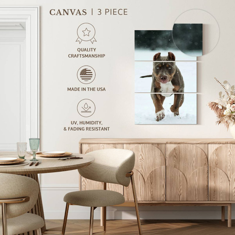 Brampt Pit Bull On Snow, 32" H x 20" W