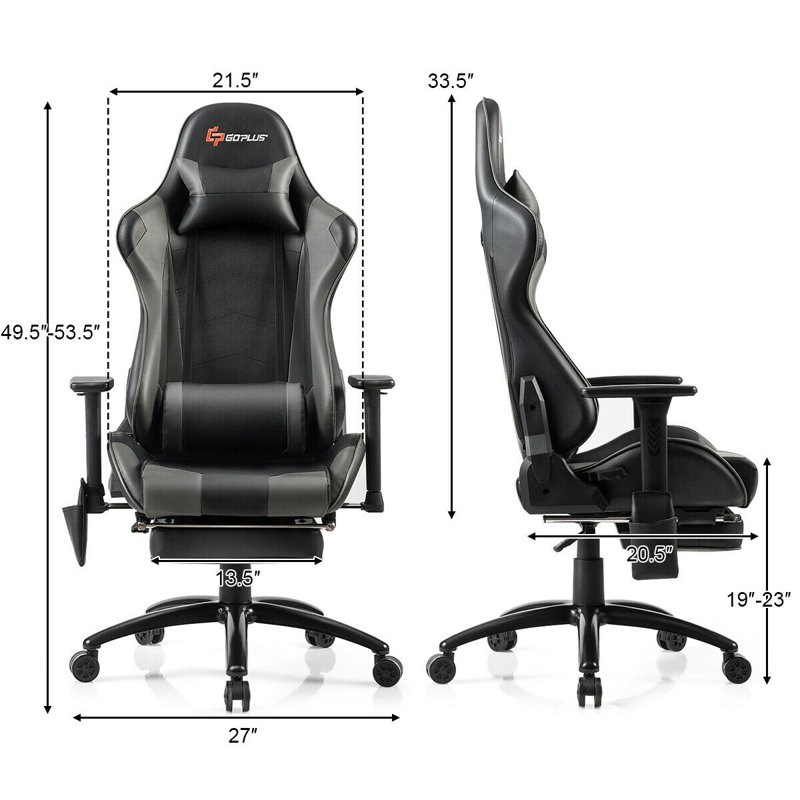 Fauteuil de jeu PC et de course, Gris