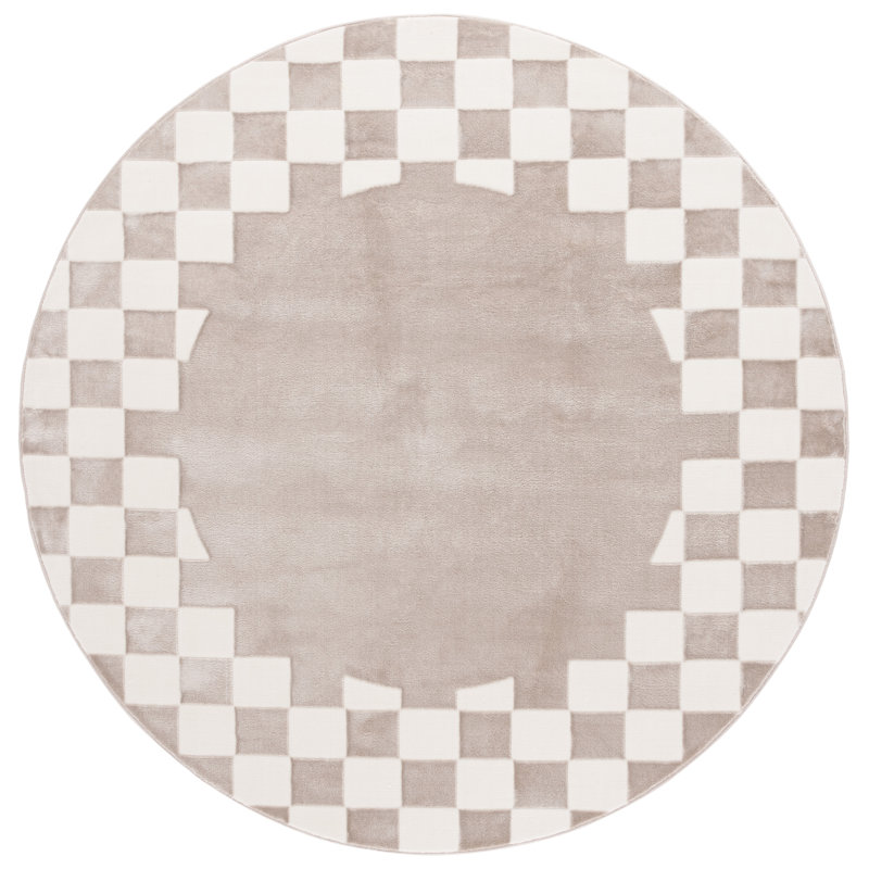 Tapis à carreaux Kiontae Performance, Rond 6 pi 7 po