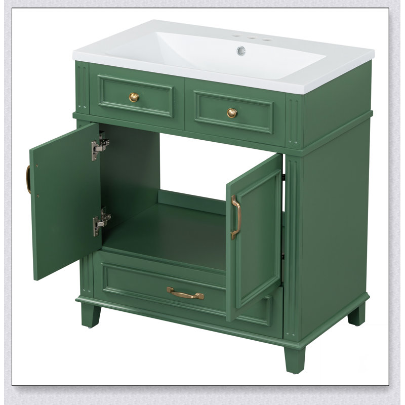 Meuble-lavabo 30 po sans comptoir, armoire de rangement en bois massif