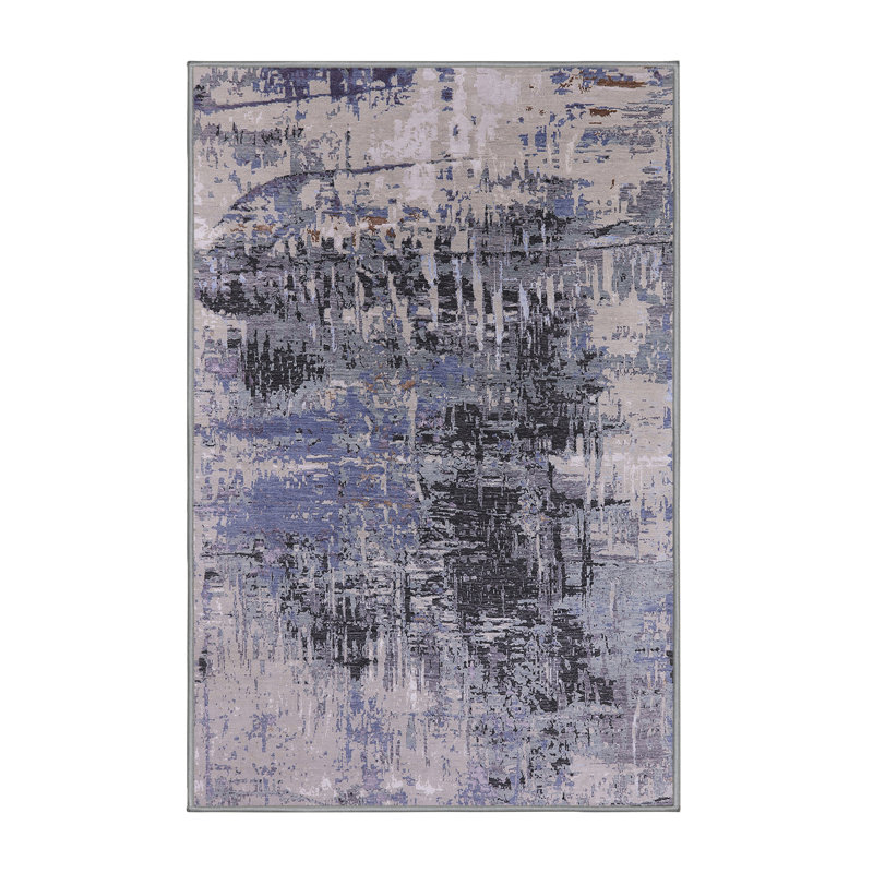Tapis abstrait noir / mauve, Rectangle 7 pi x 9 pi