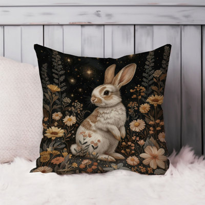 Animals William Morris Bunny Rabbit XVI Cottage Throw Pillow Cover