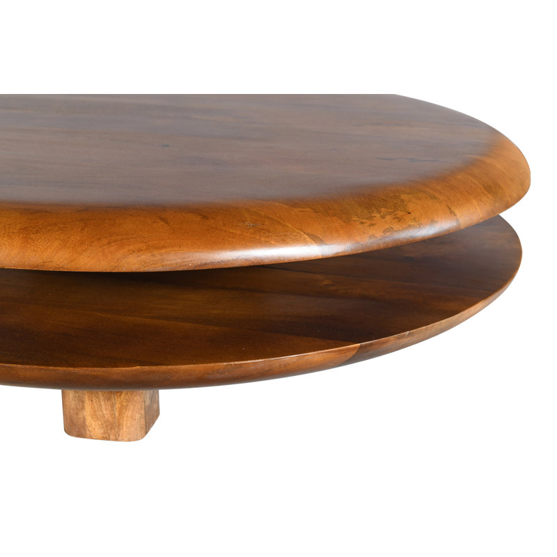 Emmeline  Round Two Tiered Floating Solid Wood Coffee Table