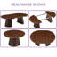 Table basse extensible moderne en bois couleur noyer, table centrale multifonctionnelle ronde à ovale avec pieds à lattes pour salon et bureau à domicile