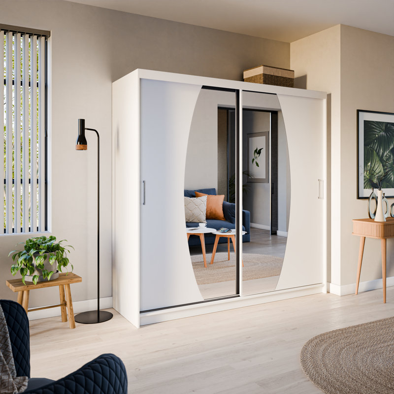 Daucourt 3 Door Sliding Wardrobe, White Matt, 200cm H x 200cm W x 62cm D