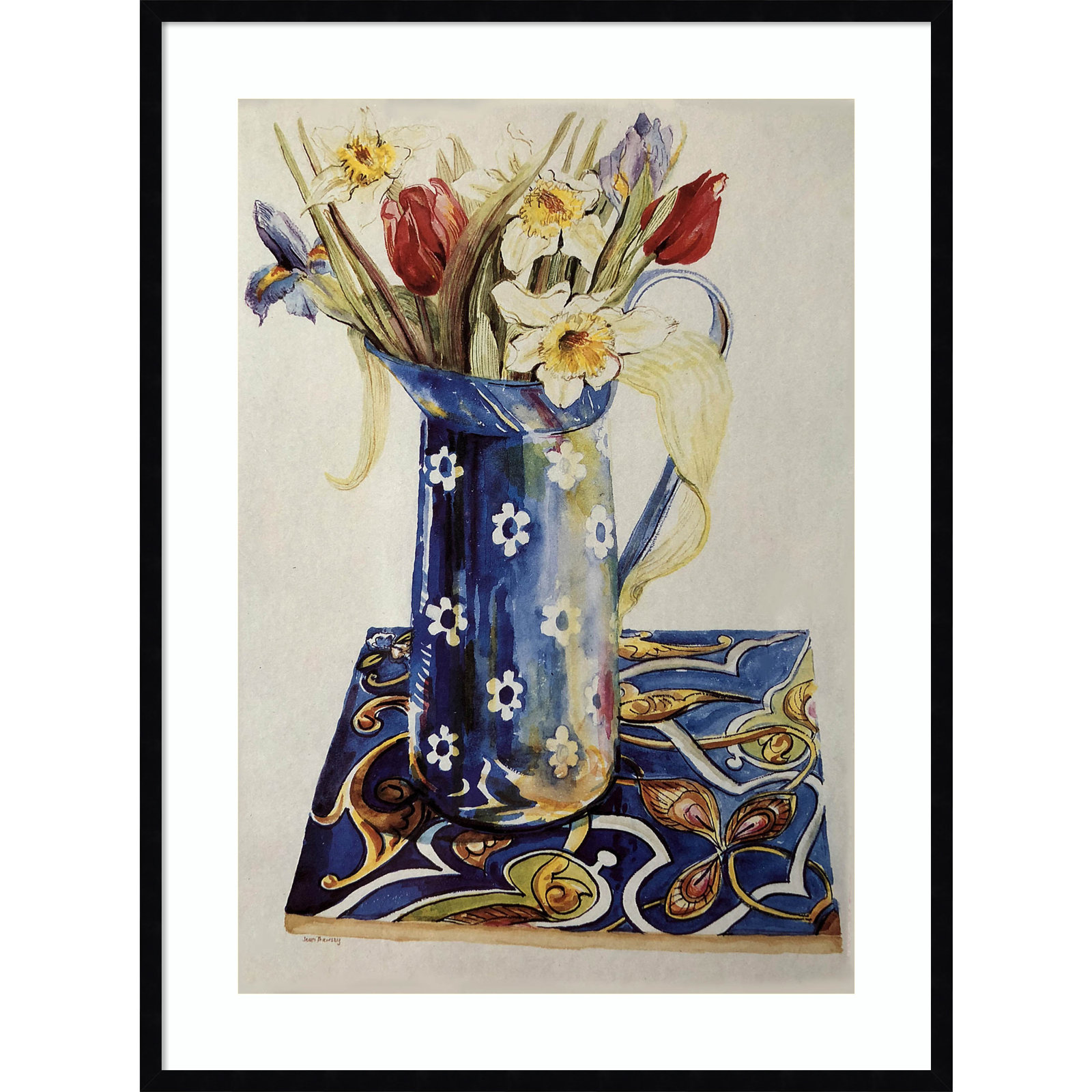 Tulips Print by Joan Thewsey, 41" H x 31" W, Black