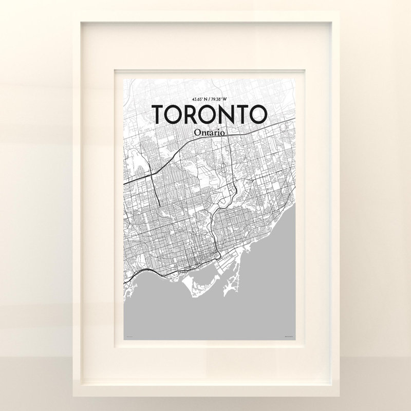 Toronto City Map In Tones - No Frame Print, 27.6cm H x 19.7cm W x 0.05cm D