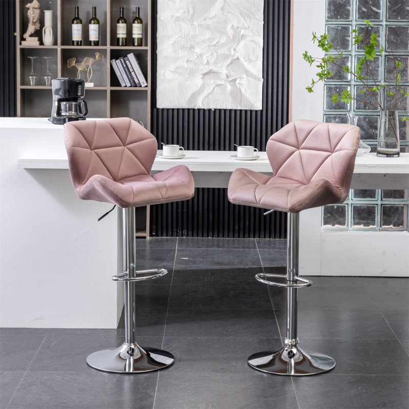 Tabouret de bar Breni Velvet Diamond, Mauve