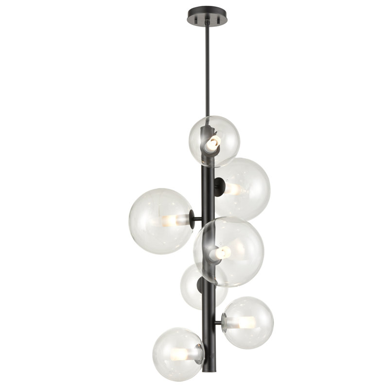 Luminaire suspendu sphère 7 lumières grappe Sumner, Transparent, Graphite