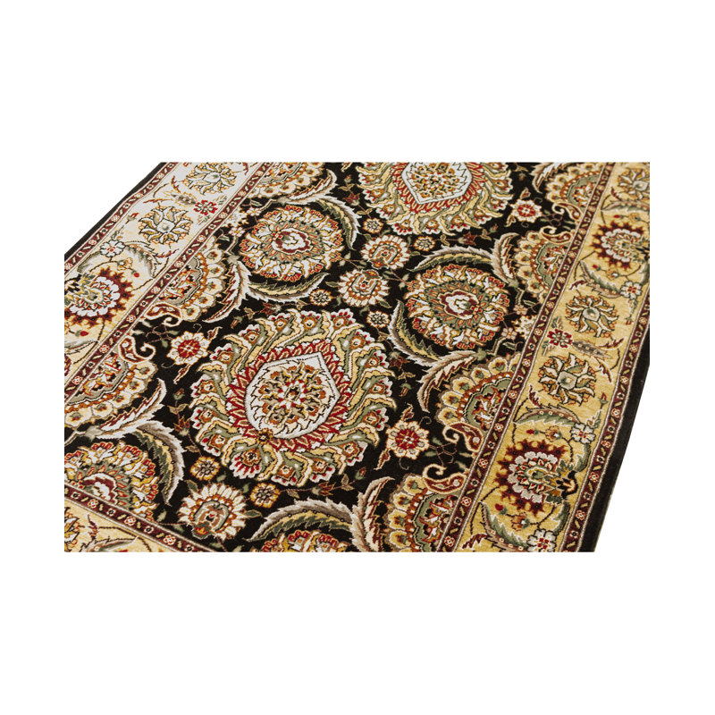Tapis vert, or et rouge noué à la main de haute qualité