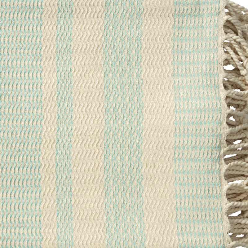 Jeté 100% coton Dacion, Vert rayé
