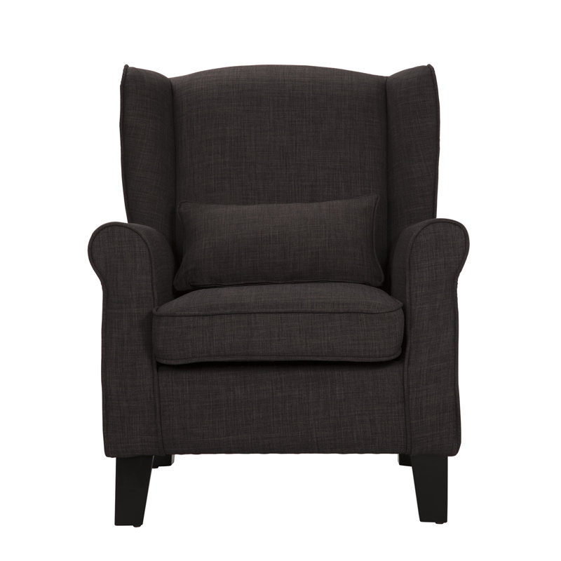 Normandie Upholstered Wingback Chair, Heathered Dark Grey Linen