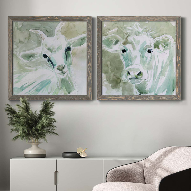 Bill E. Goat - ensemble de 2 peintures sur toile encadrées, Encadré gris, H 31,5 po x l 63 po x P 1,5 po